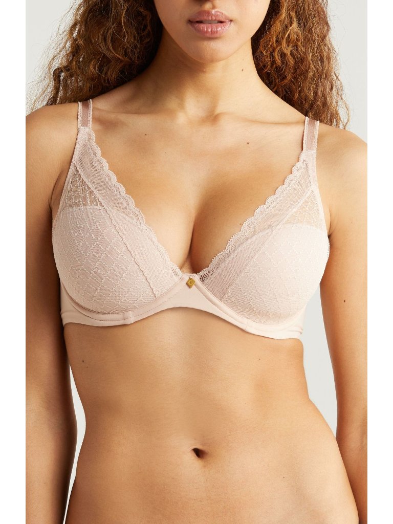 Chantelle Norah Chic Plunge T-Shirt Underwire Bra 36dd Beige #16mna